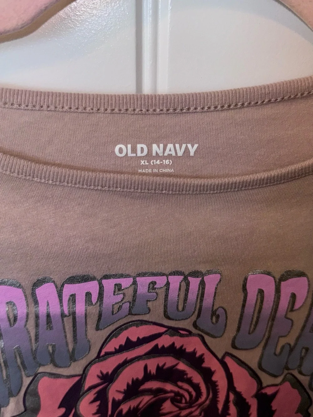Old Navy Mauve Pink Grateful Dead Rose Graphic Tee